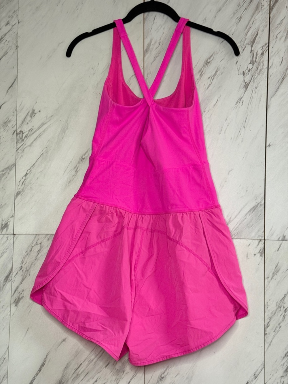 Hot Pink Crisscross Cutout Active Yoga Bodysuit Romper SZ S - Picture 5 of 6